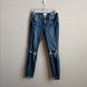 Frame Denim Classic Ripped Blue Jeans